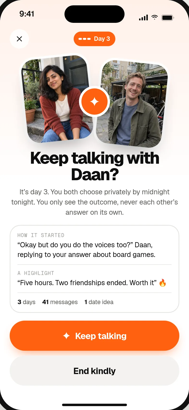 Day 3: keep talking or end kindly, privately